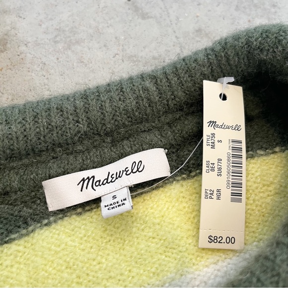 Madewell NWT Striped Fulton Pullover Sweater in Heather Greengrass - Picture 2 of 9